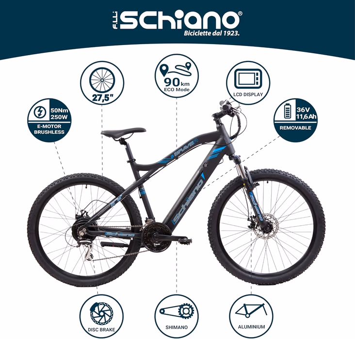 F.lli Schiano Braver 27.5" Electrica: Domina la Aventura con Estilo y Seguridad 3 F.lli Schiano Braver